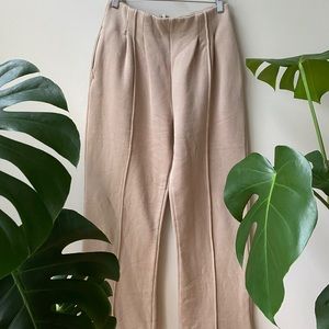 Cream/Beige Pleated Soft Trousers